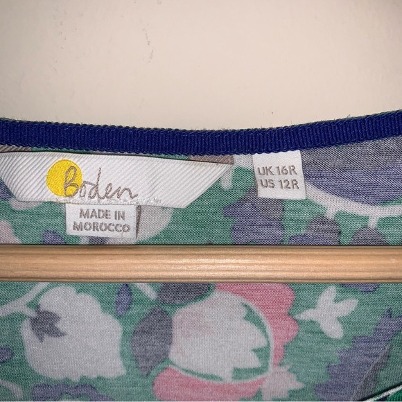 BODEN Dress Womens 12 Amelie Floral Green Jersey Soft Paisley Comfortable Summer - Picture 7 of 11